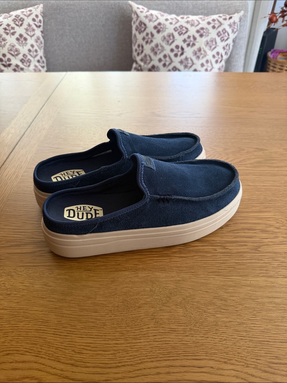 Hey Dude Navy Blue Suede Slip-On Clog Sneakers